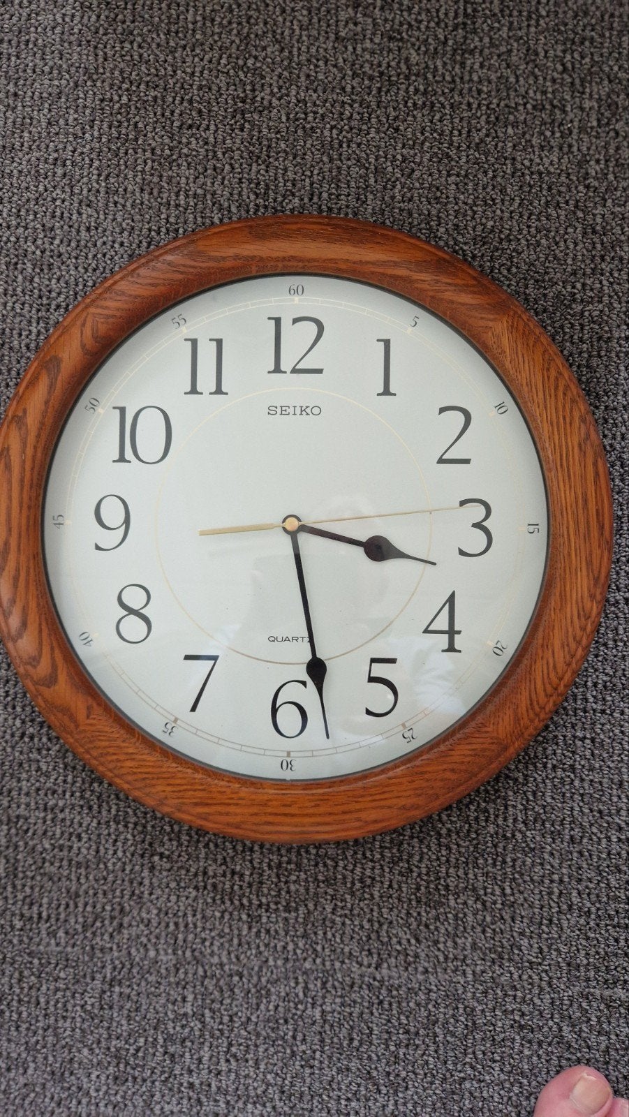 Seiko Quartz Wandklok met Houten Rand, Antiek en Kunst, Ophalen