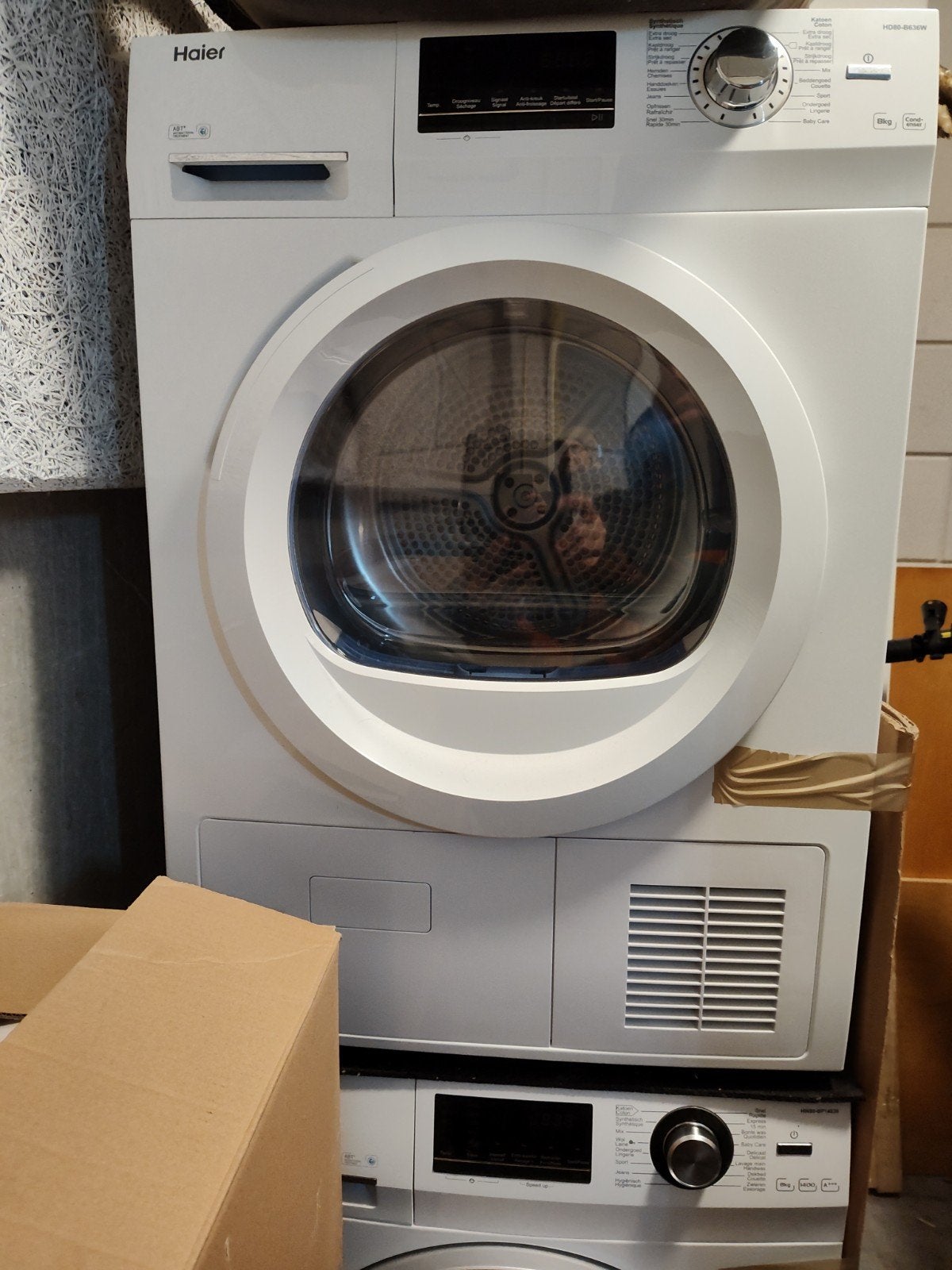 Haier Wasmachine en Condensdroger Set, Ophalen, Gebruikt, 8 tot 10 kg, Voorlader