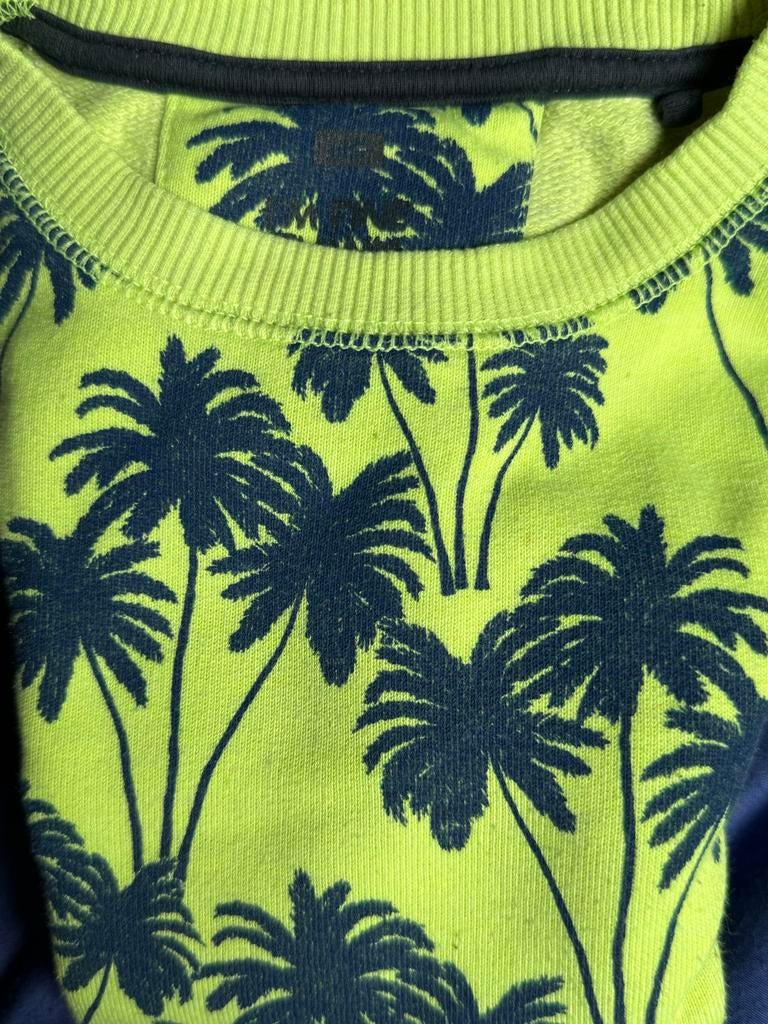 Lente trui met palmboomprint - Maat 110-116, Ophalen of Verzenden, Gebruikt, Jongen of Meisje, Trui of Vest