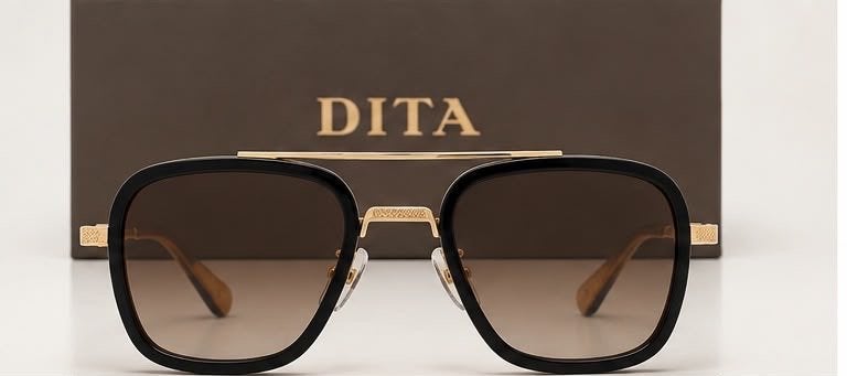 DITA zonnebril zwart/goud – luxe & unisex, Overige merken, Zonnebril, Overige kleuren, Ophalen of Verzenden