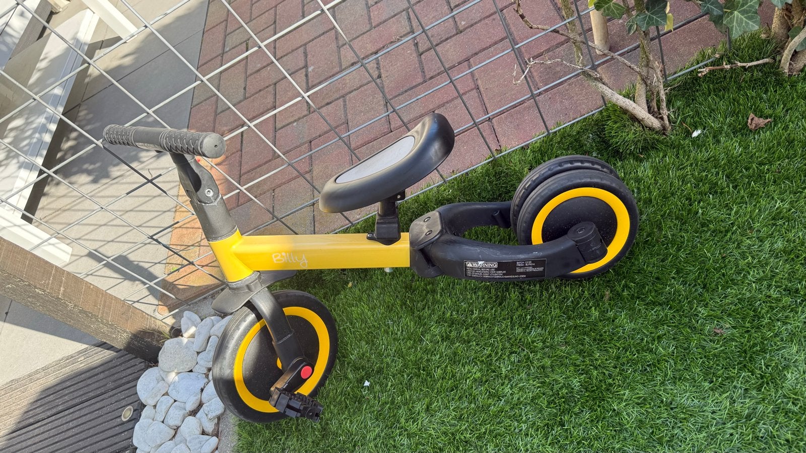 Billy loopfiets/driewieler - Geel, Fietsen en Brommers, Ophalen of Verzenden, Zo goed als nieuw, Minder dan 16 inch