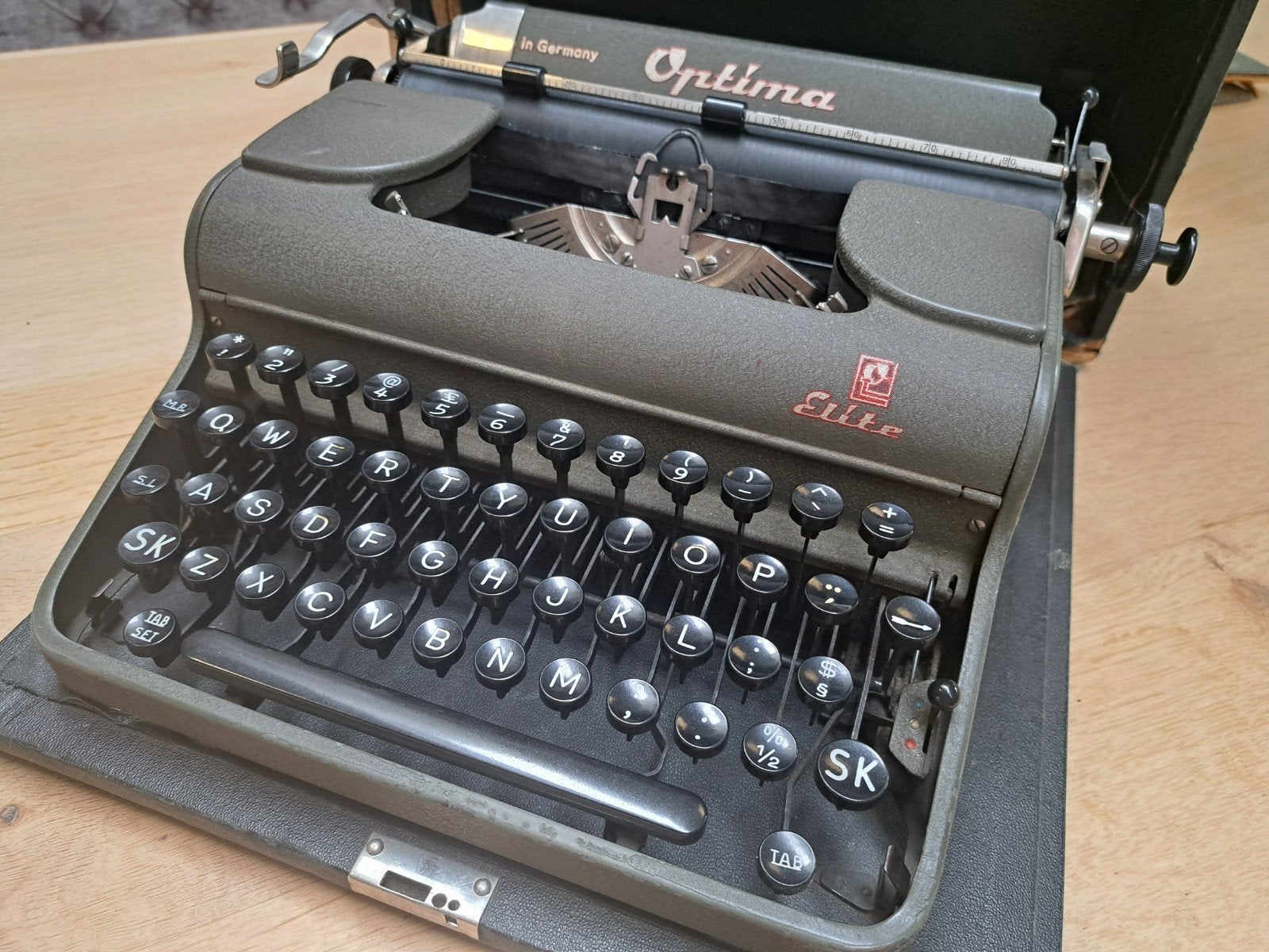 OPTIMA ELITE vintage typemachine in houten koffer, Ophalen