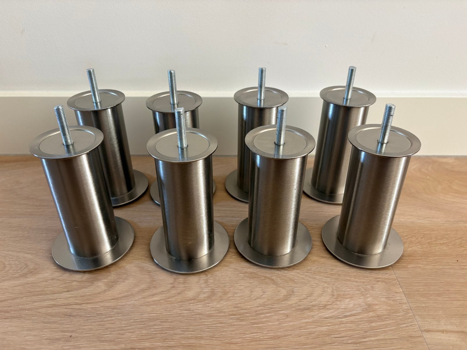 Set van 8 RVS meubel-/bedpoten | 12cm hoog, Ophalen of Verzenden, Gebruikt