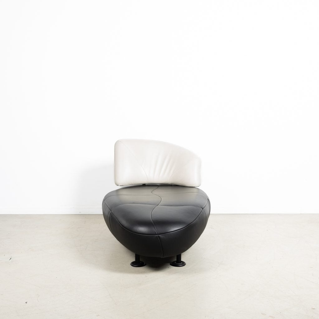 Leolux Kikko Chaise Longue Fauteuil Wit/Zwart Leer, Niet ingevuld, Zo goed als nieuw, Niet ingevuld, Niet ingevuld