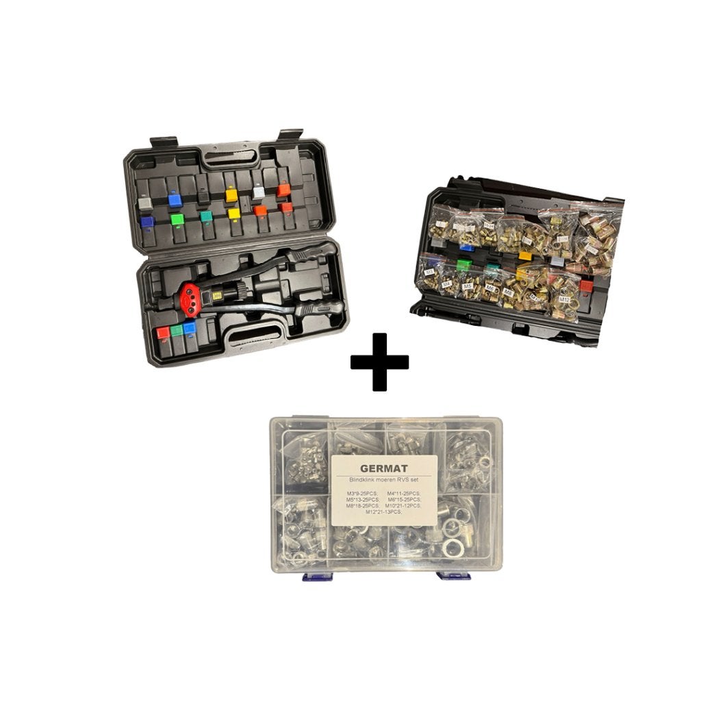 Germat complete blindklinkmoer set incl., Verzenden, Klantenservice@germat.nl, Gereedschap of Toebehoren, Nieuw