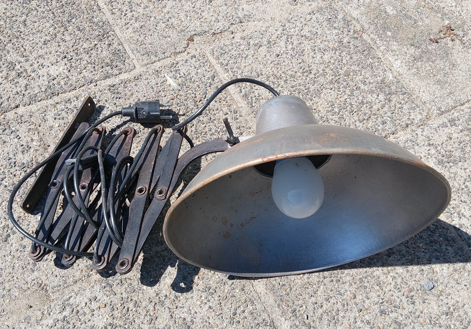 Vintage industriële schaarlamp - wandlamp, Antiek en Kunst, Ophalen of Verzenden