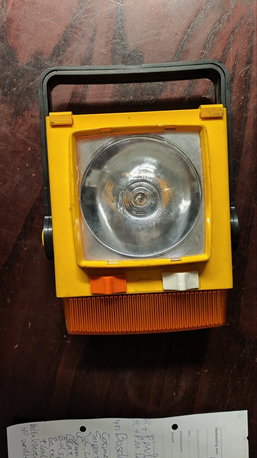 Vintage Berec Autolamp - Gele Zaklamp met Oranje Reflector, Ophalen of Verzenden, Batterij