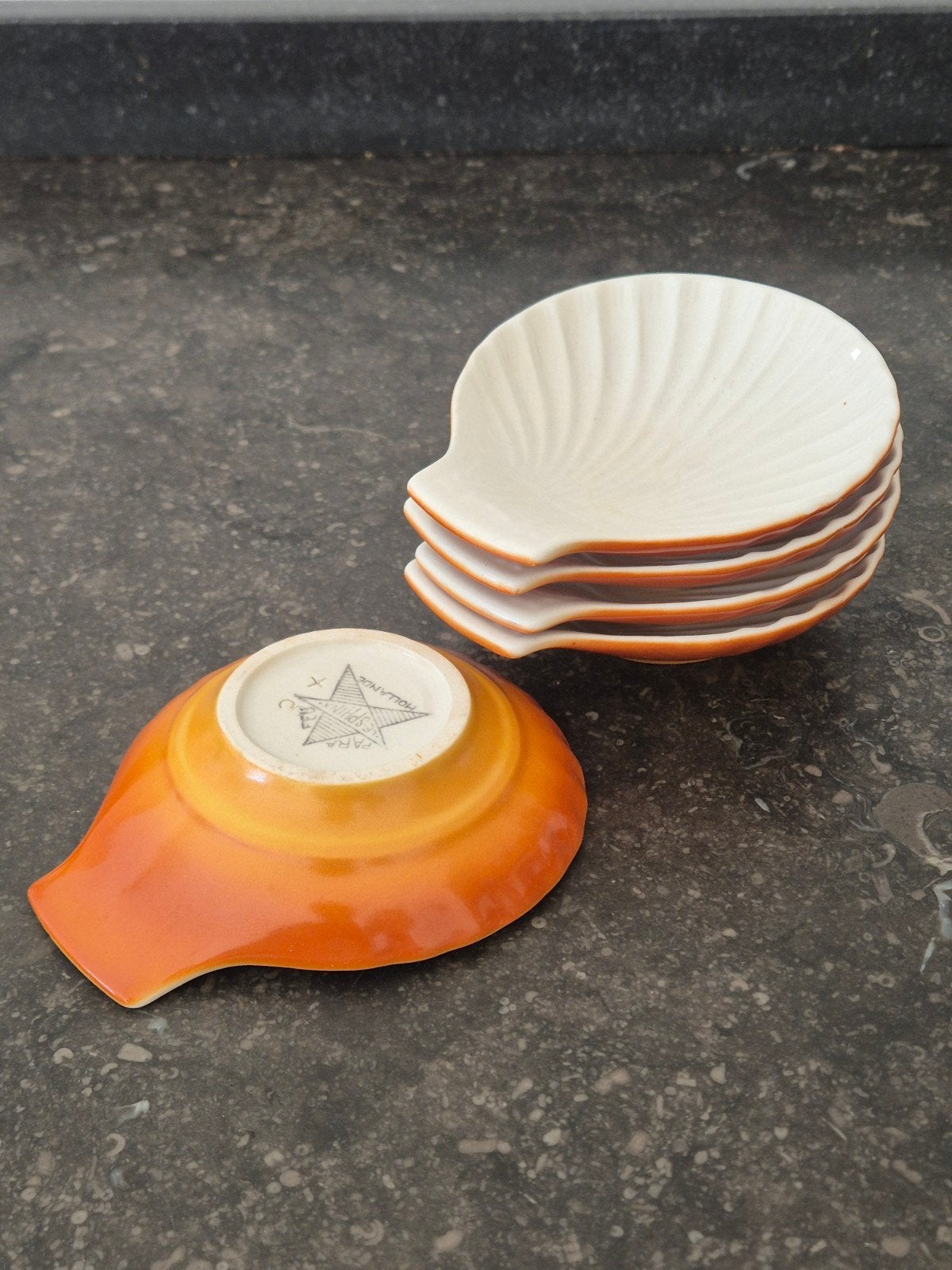 Vintage Sphinx Parafeu schelpen schaaltjes, Ophalen of Verzenden, Gebruikt, Overige materialen, Bord of Schaal