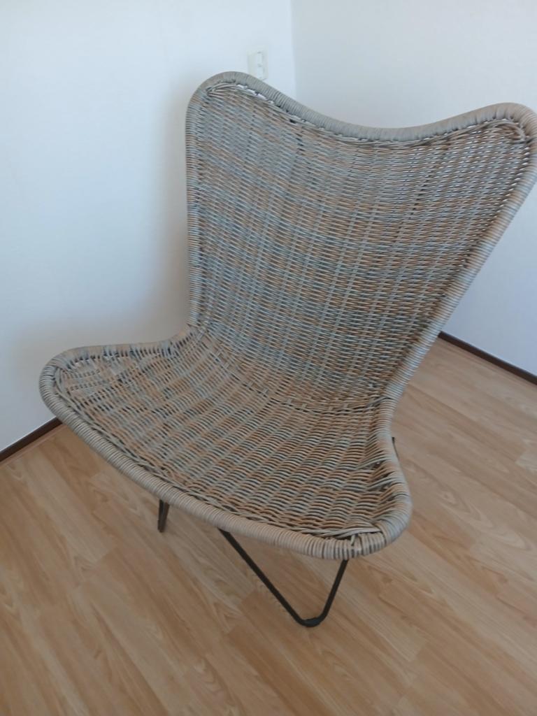 Rotan vlinderstoel, vintage design, Huis en Inrichting, Stoelen, Ophalen, Gebruikt, Overige kleuren, Vintage, Bohemian, Retro