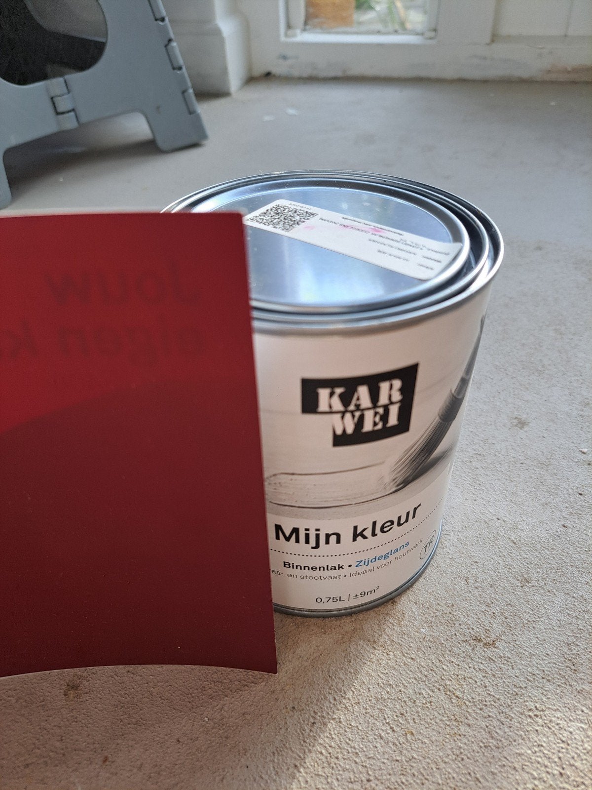 Karwei binnenlak ONGEOPEND (1L) burgundy red, Ophalen, Nieuw, Lak, Minder dan 5 liter