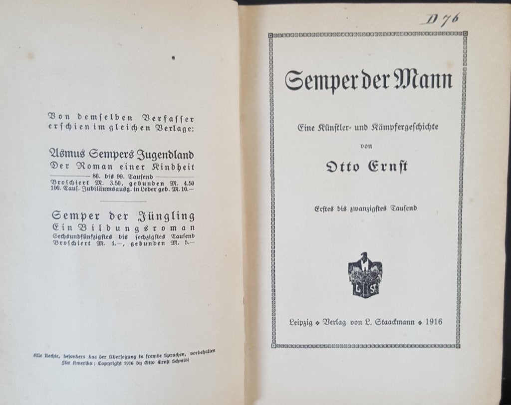 Otto Ernst: Semper der Mann (255E3), Ophalen of Verzenden, Gelezen, Europa overig