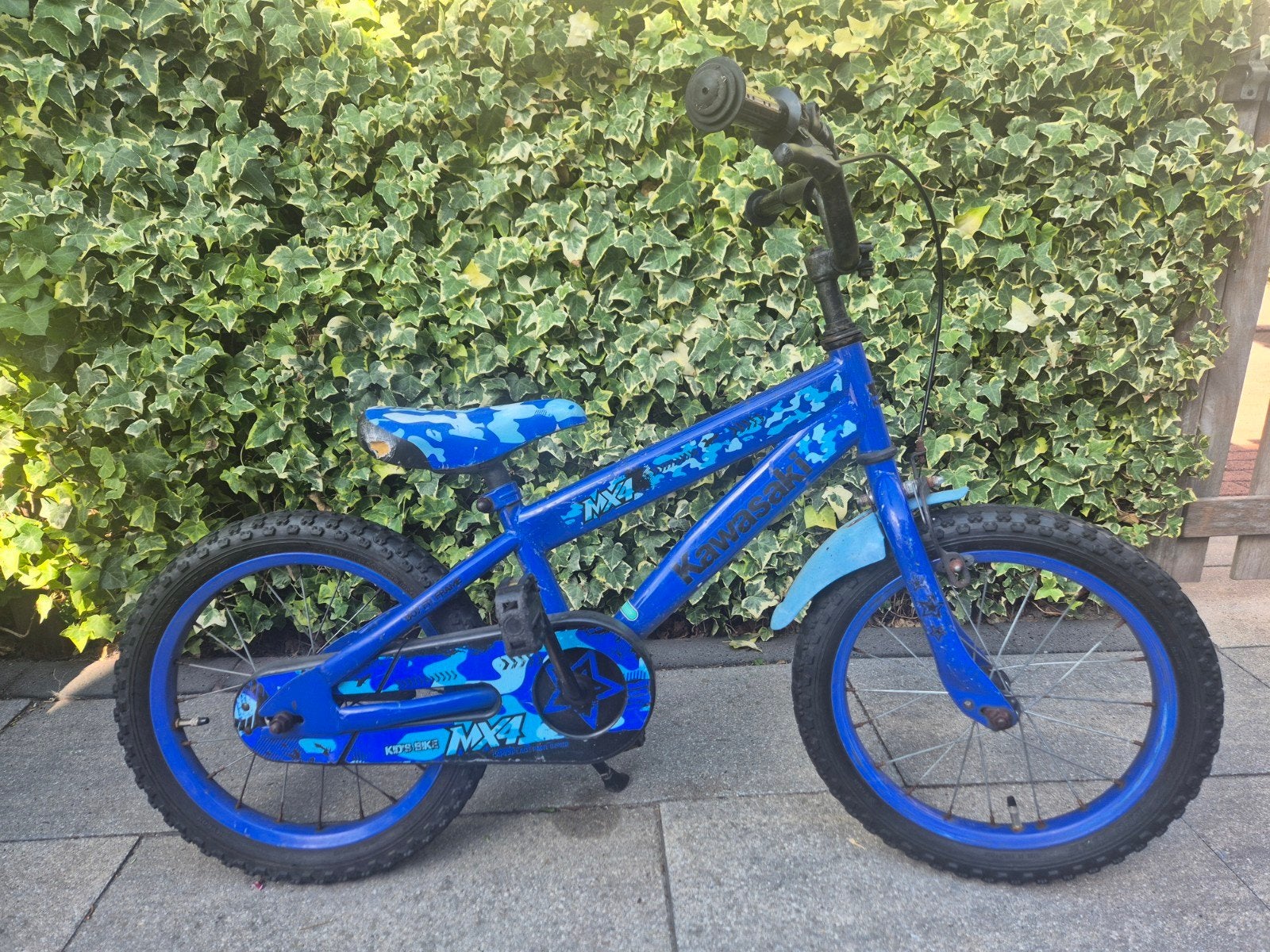 Kawasaki jongensfiets 16 inch - Blauw, Terugtraprem, Gebruikt, Minder dan 49 cm, Ophalen