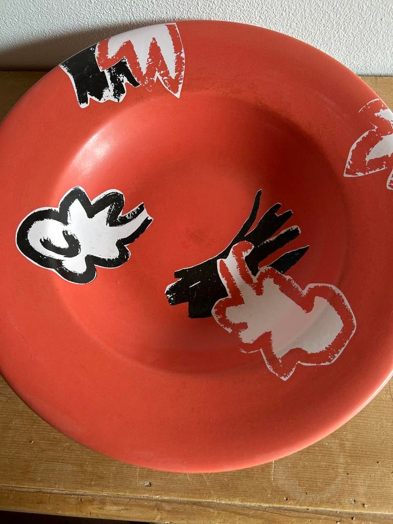 Royal Goedewaagen Raphäel schaal, koraalrood met decor, Ophalen of Verzenden