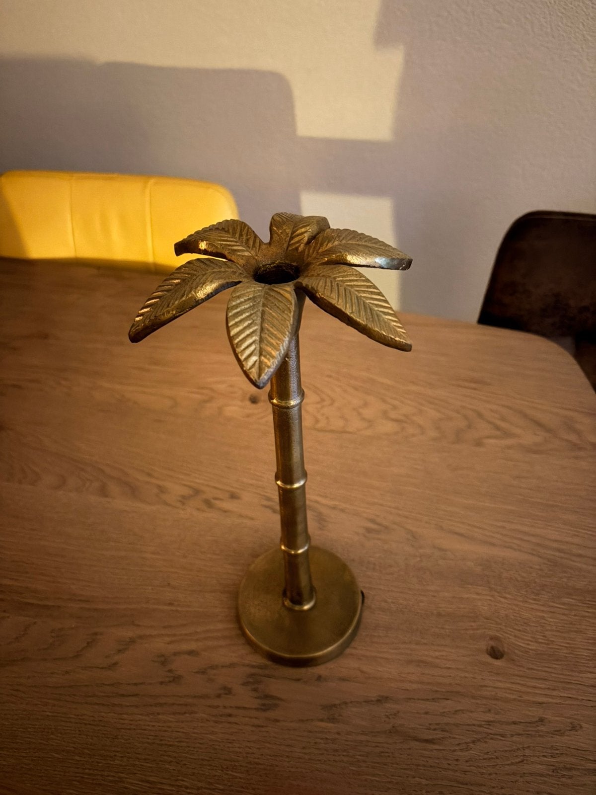 Kandelaar Palmboom goudkleurig hoogte 35 cm, 35 cm, Ophalen of Verzenden, Zo goed als nieuw, Kandelaar