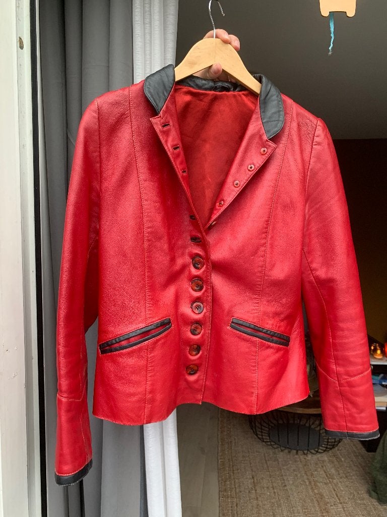 Vintage leren jasje, Kleding | Dames, Jasjes, Kostuums en Pakken, Ophalen, Zwart, Jasje, Maat 36 (S)