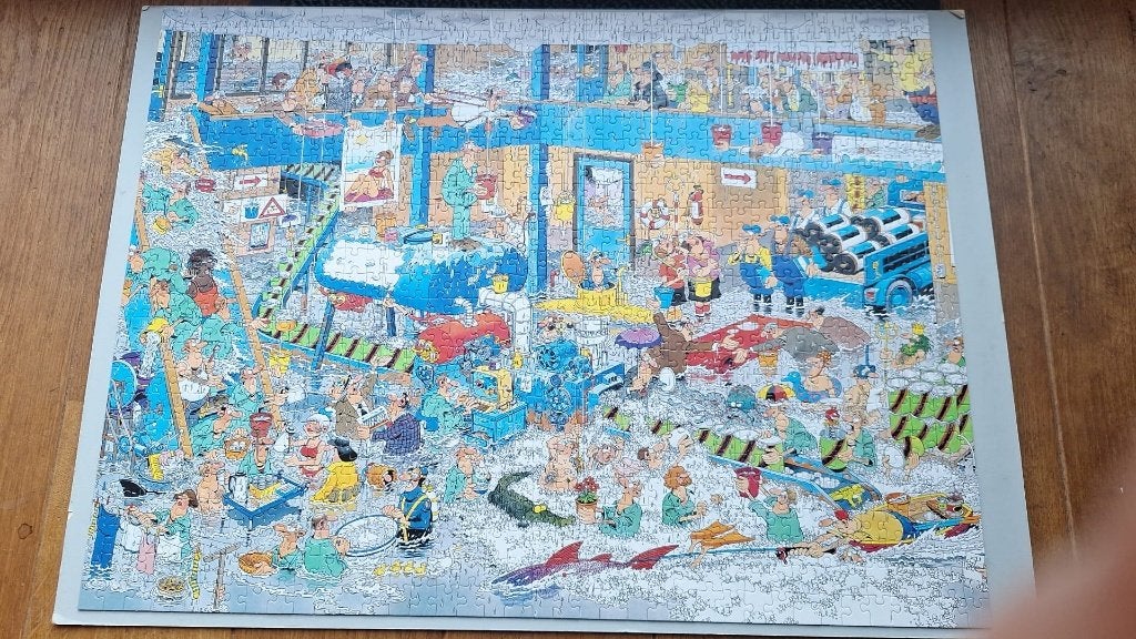 Jan van Haasteren The Big Leak 950 stukjes, Ophalen of Verzenden, 500 t/m 1500 stukjes, Gebruikt, Legpuzzel