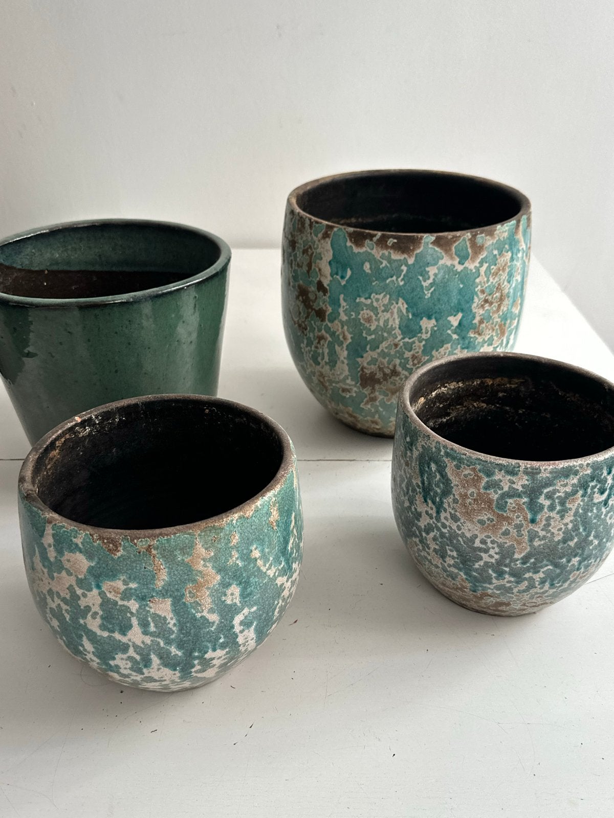 4 Intratuin vintage stijl plantenpotten, Tuin en Terras, Rond, Binnen, Zo goed als nieuw, Minder dan 40 cm