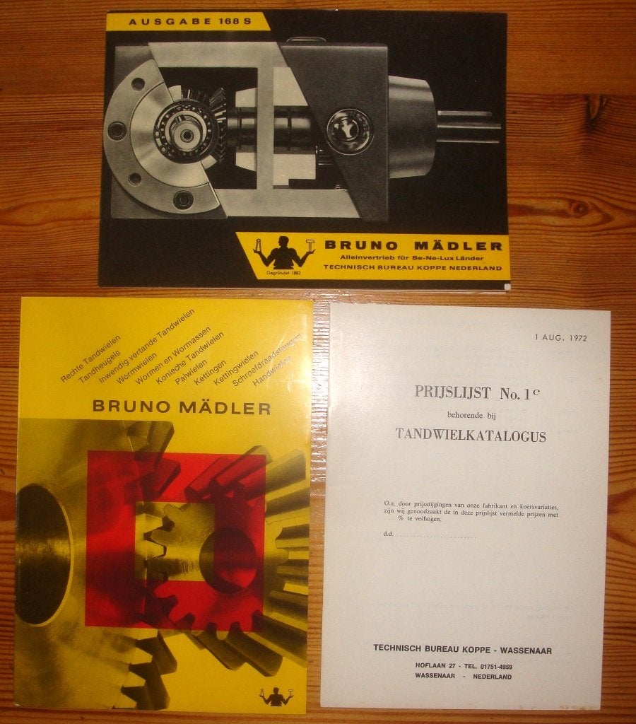 Bruno Mädler Tandwielcatalogus 1972 en Motoren folder, Bruno Mädler, Regeltechniek, Ophalen of Verzenden, Zo goed als nieuw