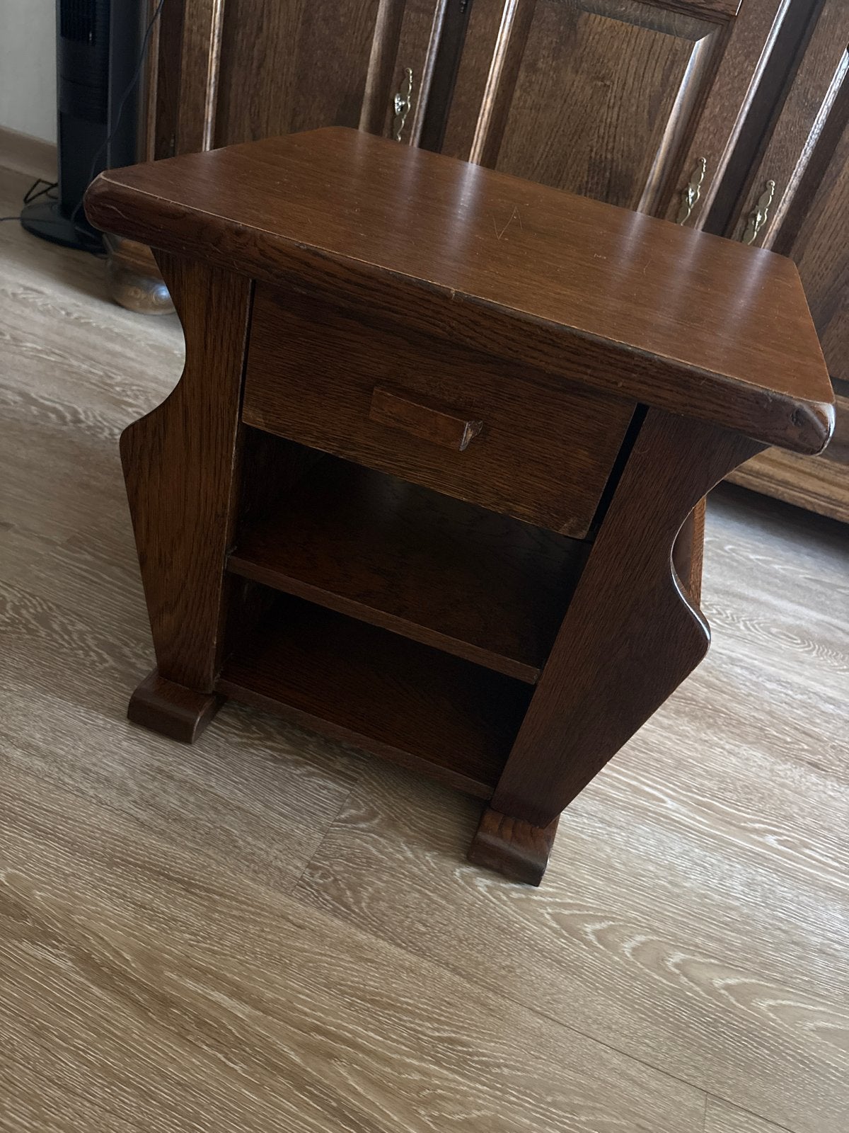 Stevige houten krantenbak met lade - 50x45 cm, Ophalen, Gebruikt, Klassiek, Met lade