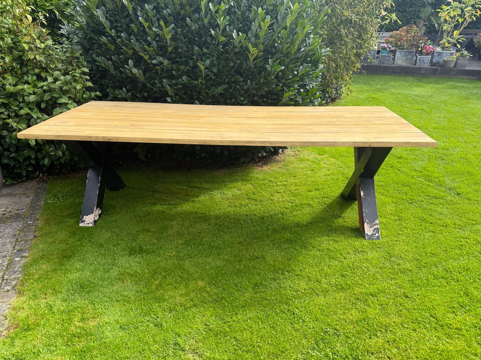Stoere stamtafel 2.40m x 0.95m voor binnen, Ophalen, Gebruikt, 200 cm of meer, 50 tot 100 cm