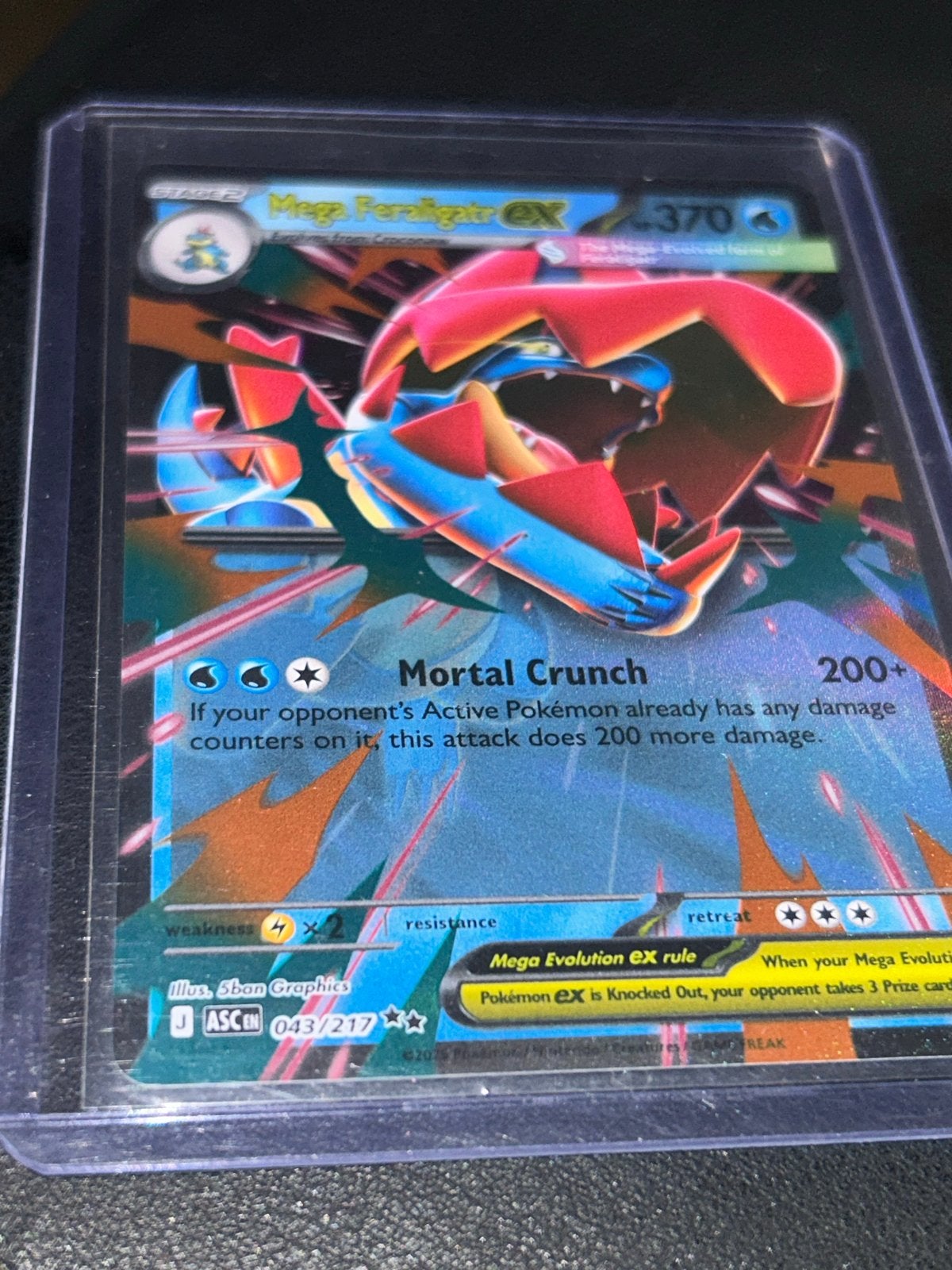 Mega Feraligatr EX Pokémon Kaart - Zeldzaam en Krachtig, Hobby en Vrije tijd, Ophalen of Verzenden, Zo goed als nieuw, Losse kaart