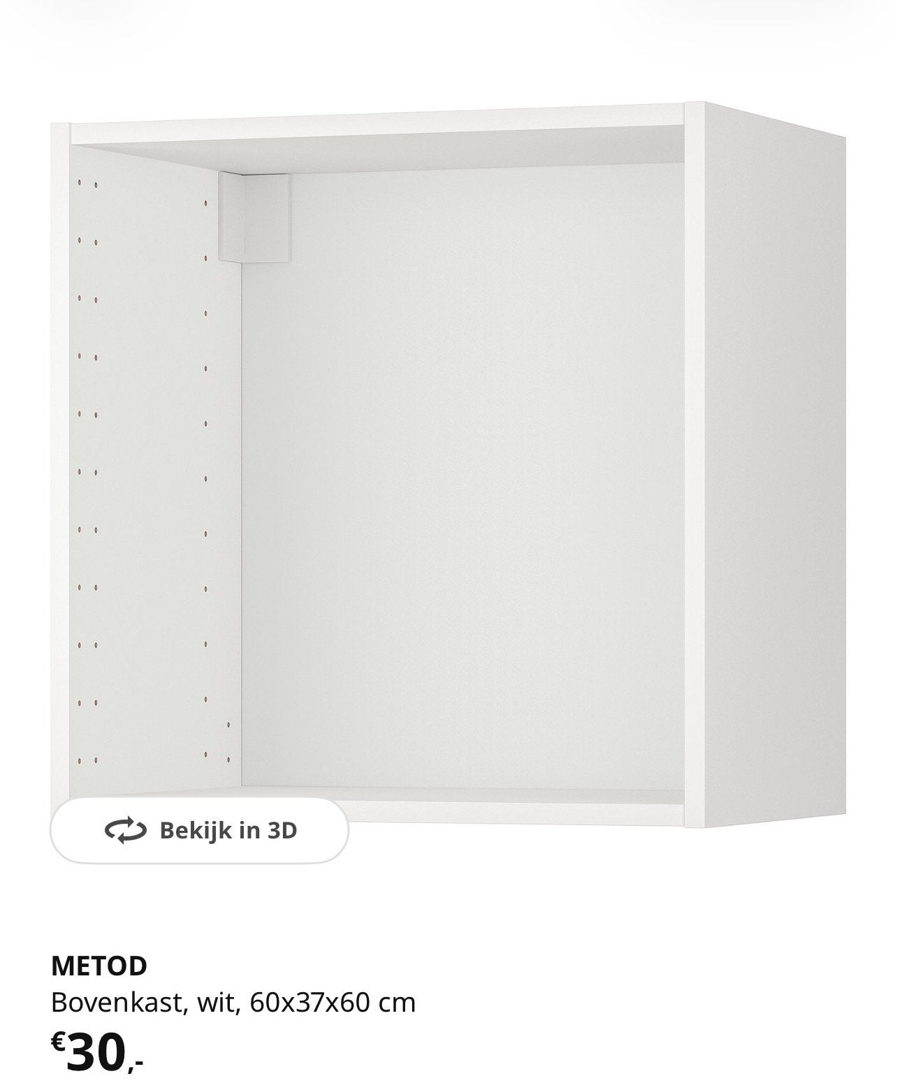 Ikea Metod bovenkast wit 60x37x60, Ophalen, 50 tot 100 cm, Minder dan 100 cm, 25 tot 50 cm