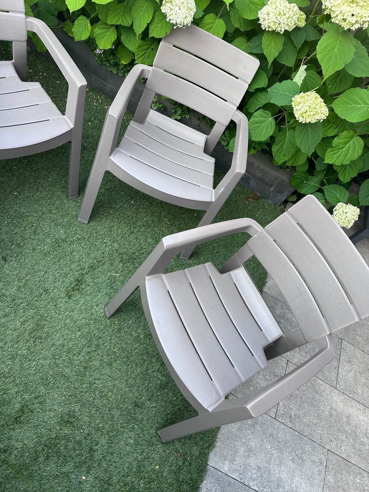 4x Tuinstoelen Allibert Ibiza taupe - Stapelbaar, Ophalen, Gebruikt, Kunststof, Stapelbaar