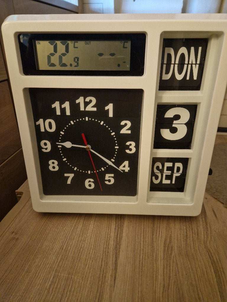 Fysic FKW-248 Jumbo kalenderklok met  buitensensor, Wit, Analoog, Kalenderfunctie, Ophalen of Verzenden