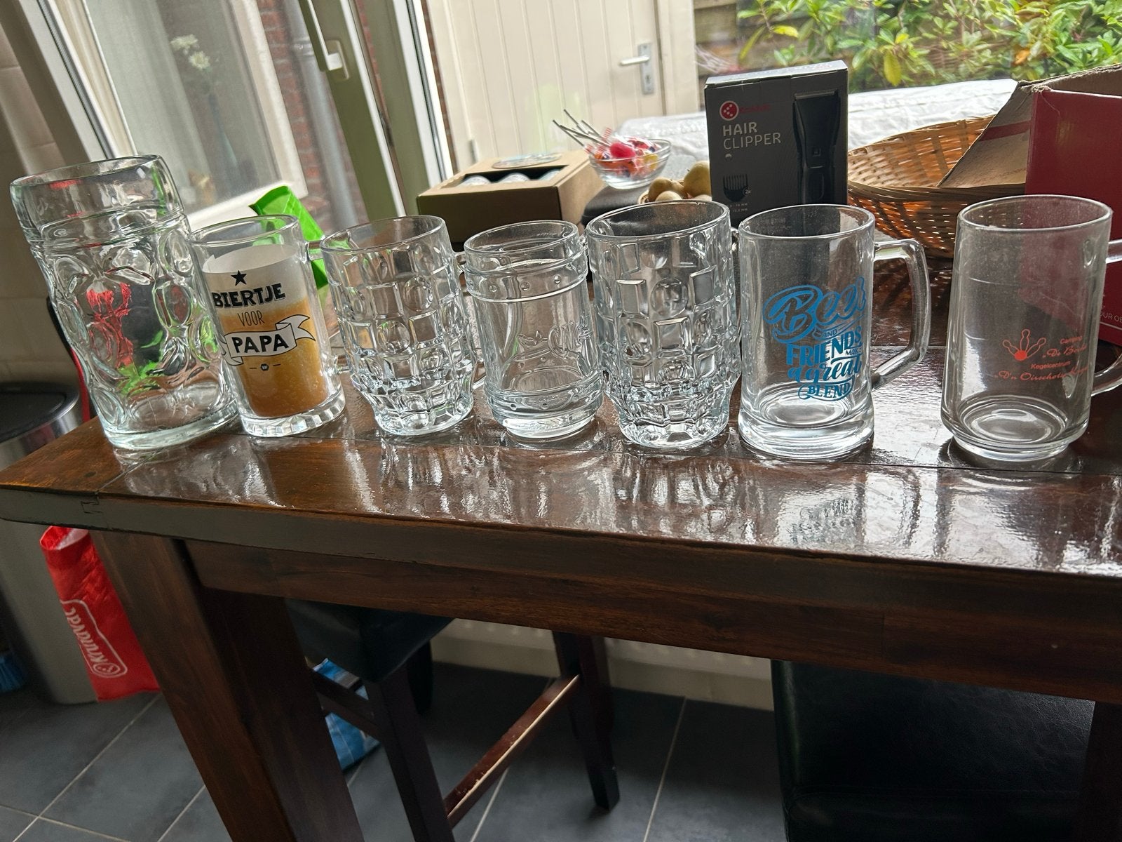 7 Glazen Bierpullen - Diverse Maten (incl. 1 Liter), Ophalen of Verzenden, Gebruikt