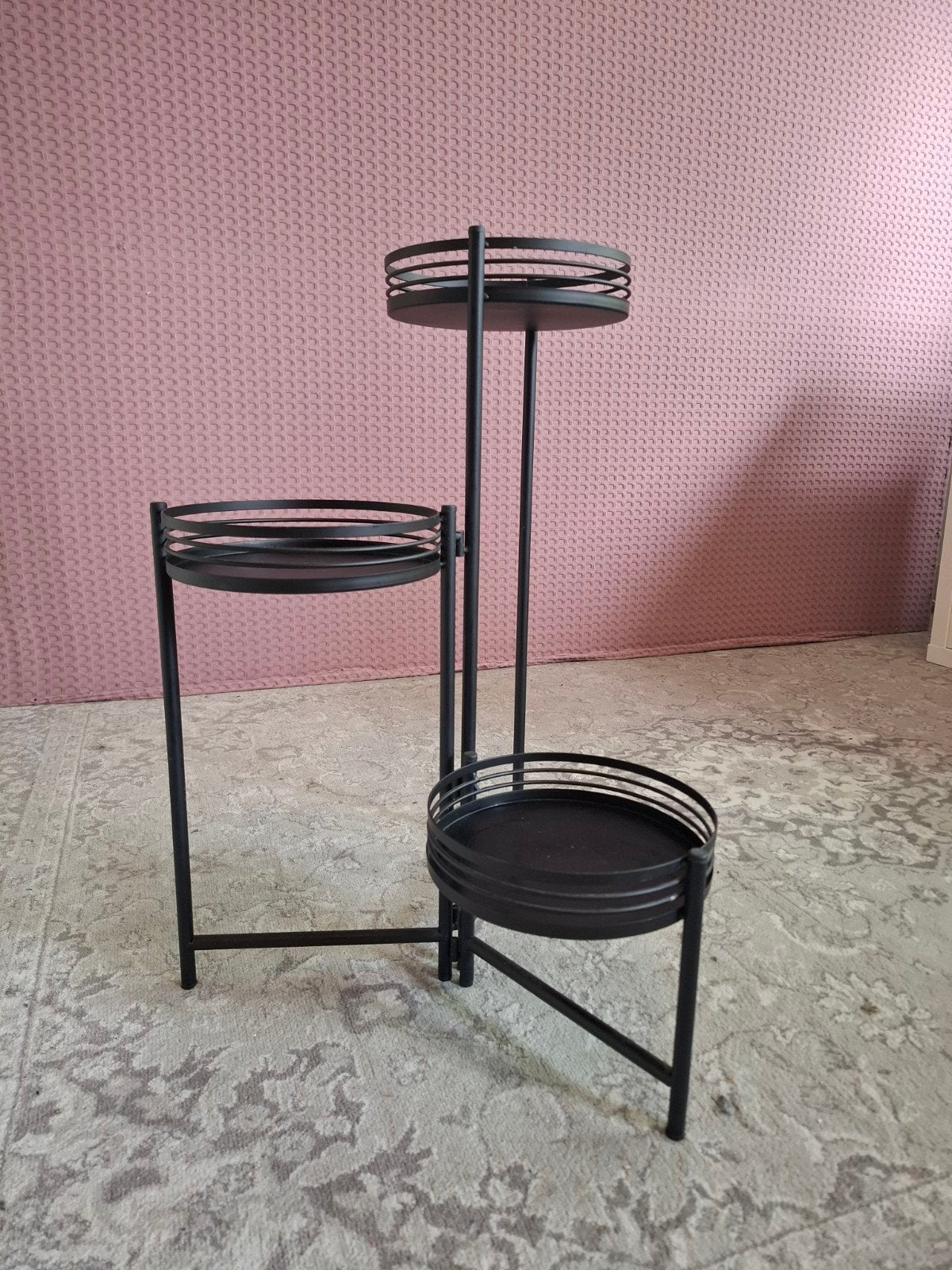 Zwart metalen plantenstandaard - Ø42  60 cm, Huis en Inrichting, Woonaccessoires | Overige, Ophalen, Zwart, Metaal