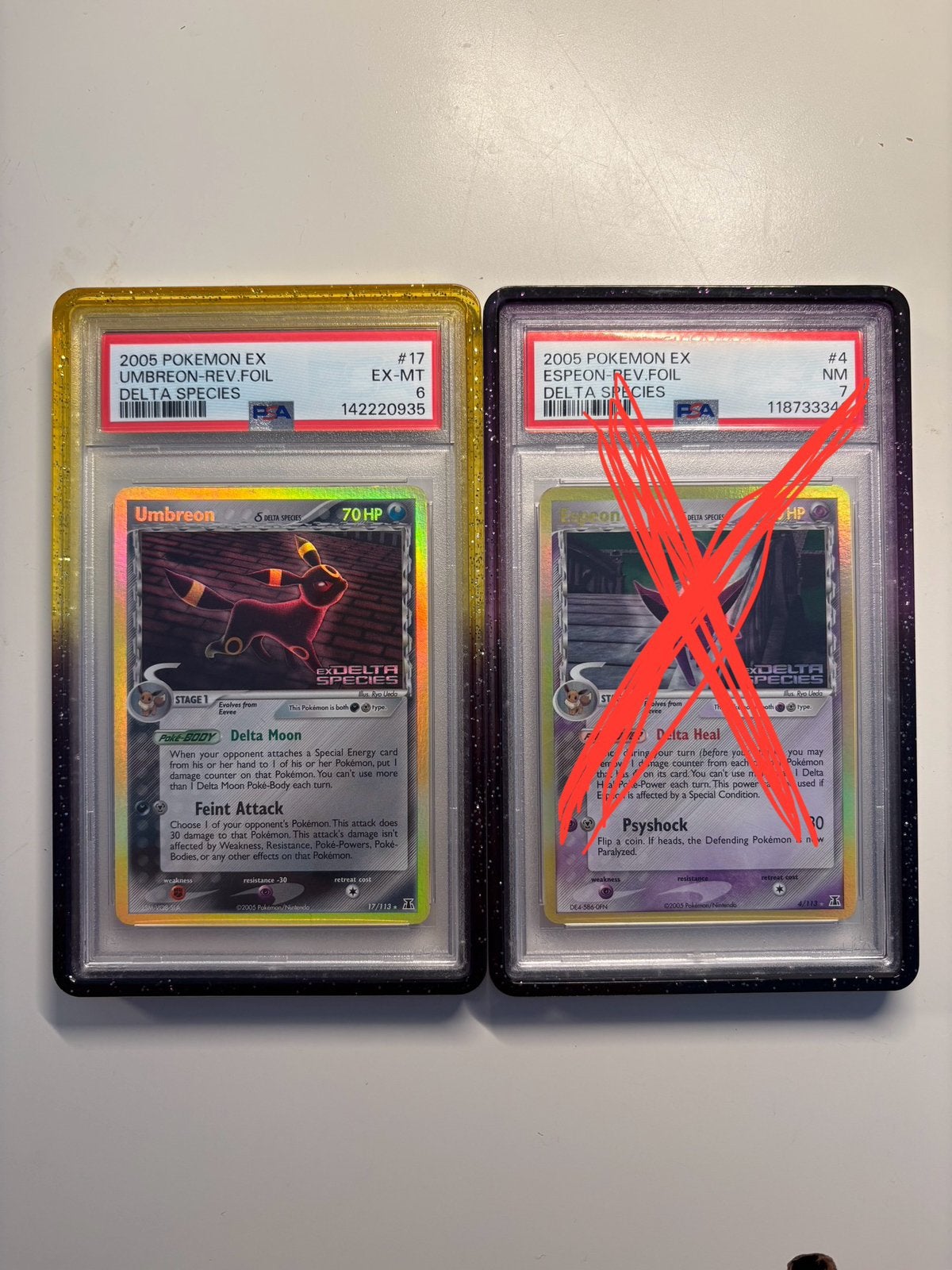 Umbreon & Espeon Delta Species PSA, Ophalen of Verzenden, Nieuw, Losse kaart, Foil