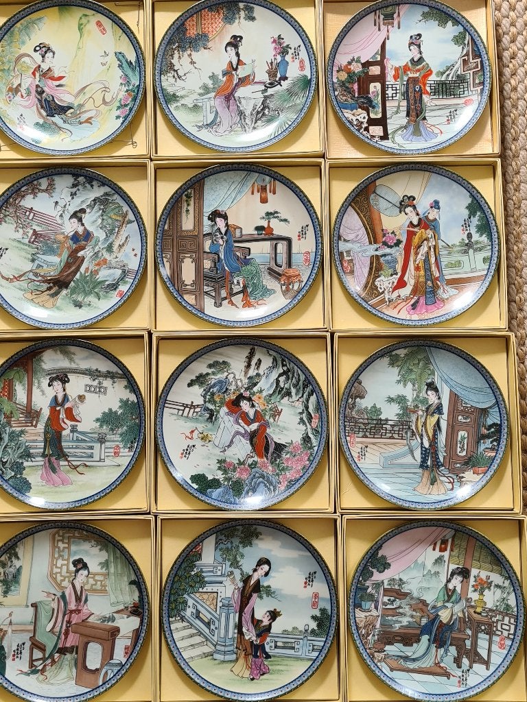 Vintage: Set van 12 porseleinen borden uit China, Ophalen
