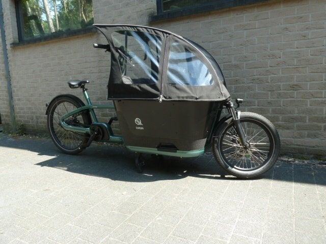 bakfiets Carqon 2023, 1000Wh, Bosch Cargo, weinig km, Huif, Zo goed als nieuw, 2 kinderen, Schijfrem