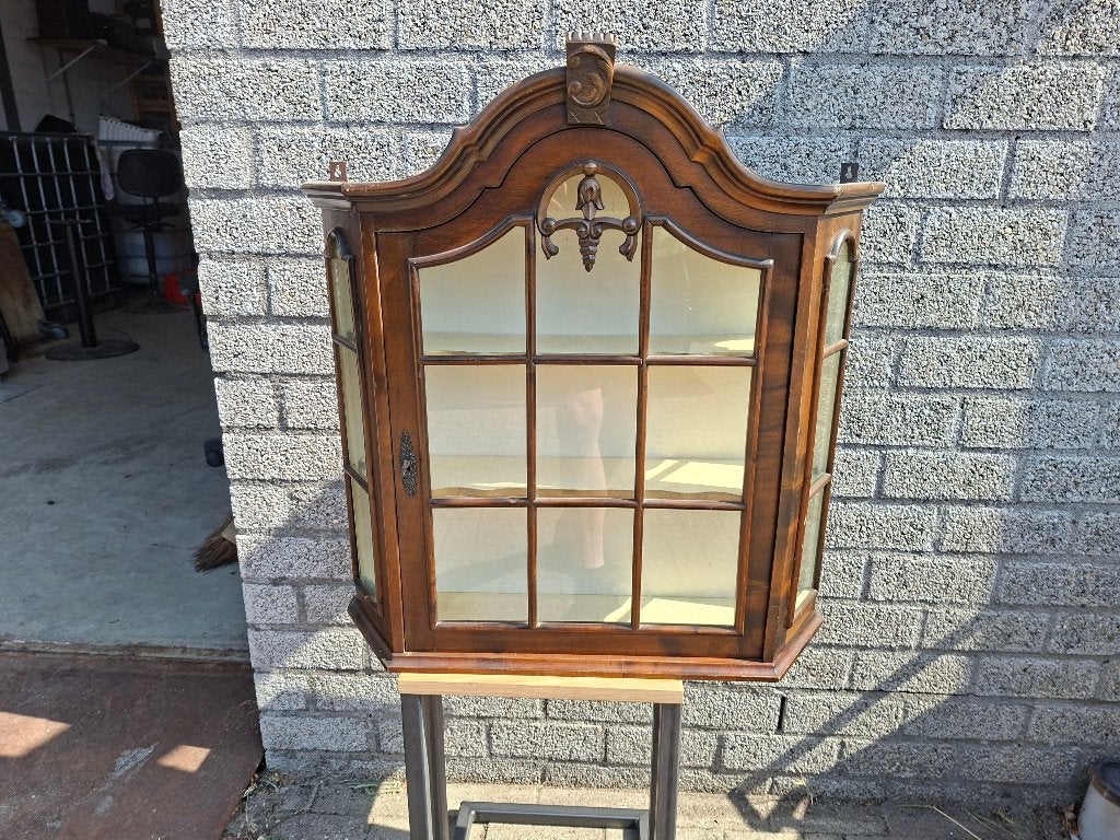 vintage mahonie houten wandvitrinekastje voor aan de muur, Ophalen