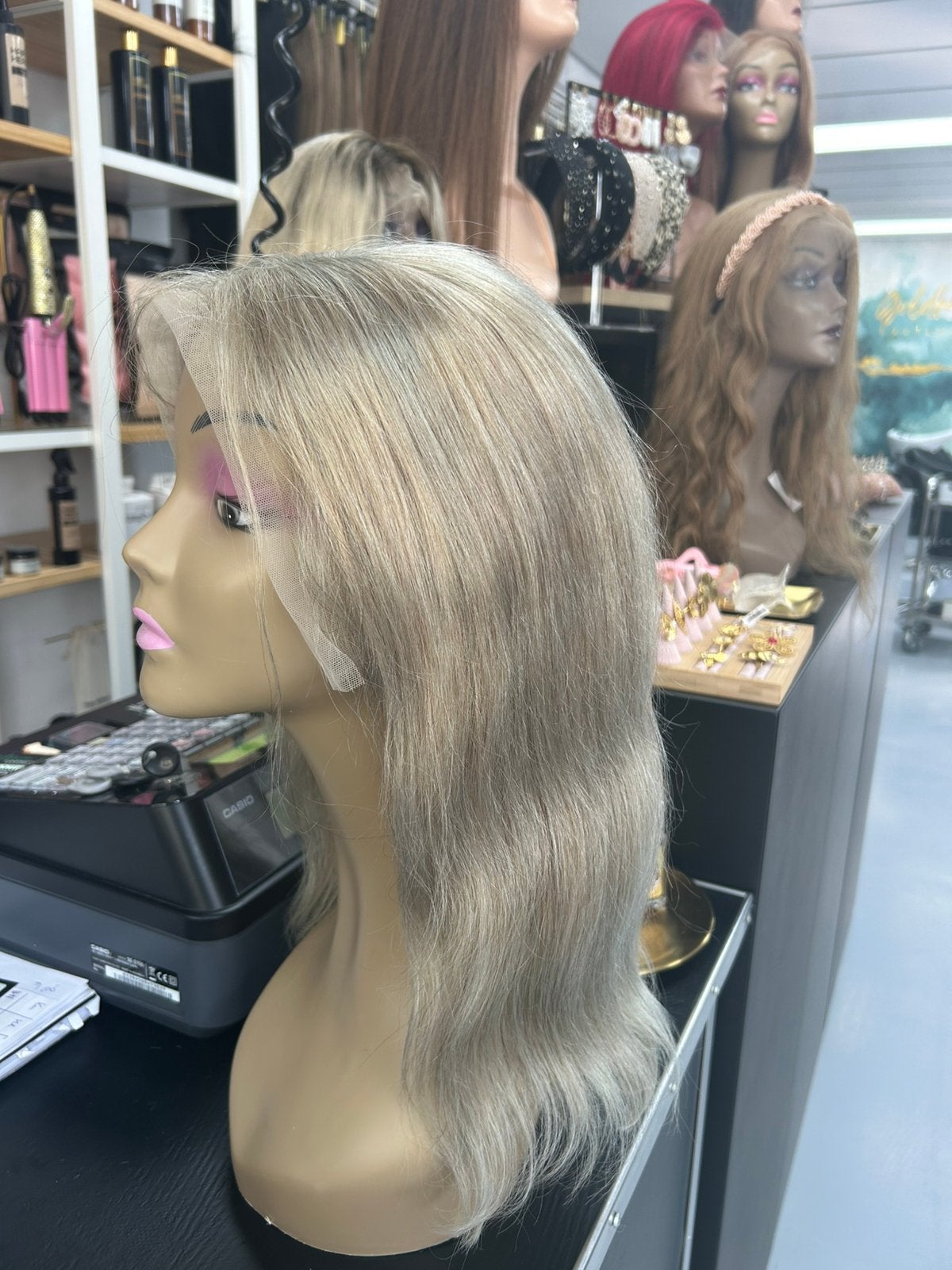 Opruiming SALE Echthaar pruik halflang asblond lace wig TOP, Ophalen of Verzenden, Nieuw, Pruik of Haarverlenging