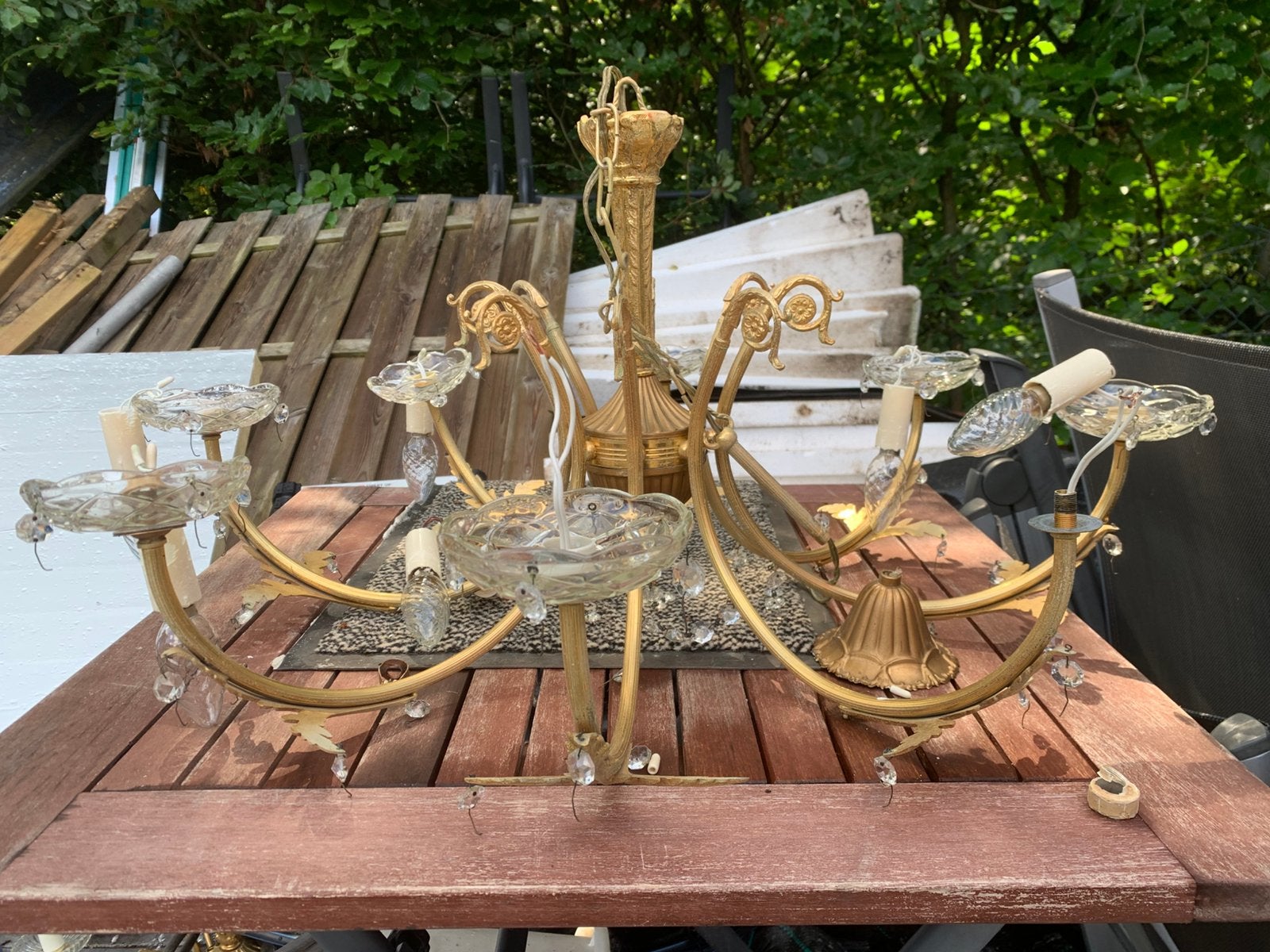 TE KOOP: BROCANTE KROONLUCHTER, Ophalen of Verzenden, Gebruikt, Metaal, Brocante