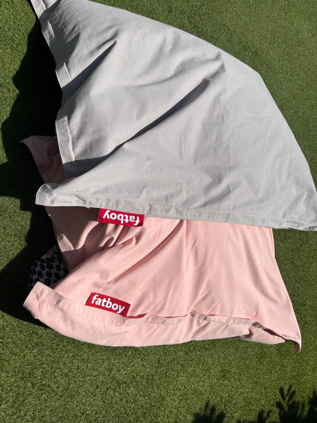 €70 PER STUK Fatboy (katoen) zitzakken taupe/roze als nieuw., Huis en Inrichting, Ophalen, Zo goed als nieuw, Roze
