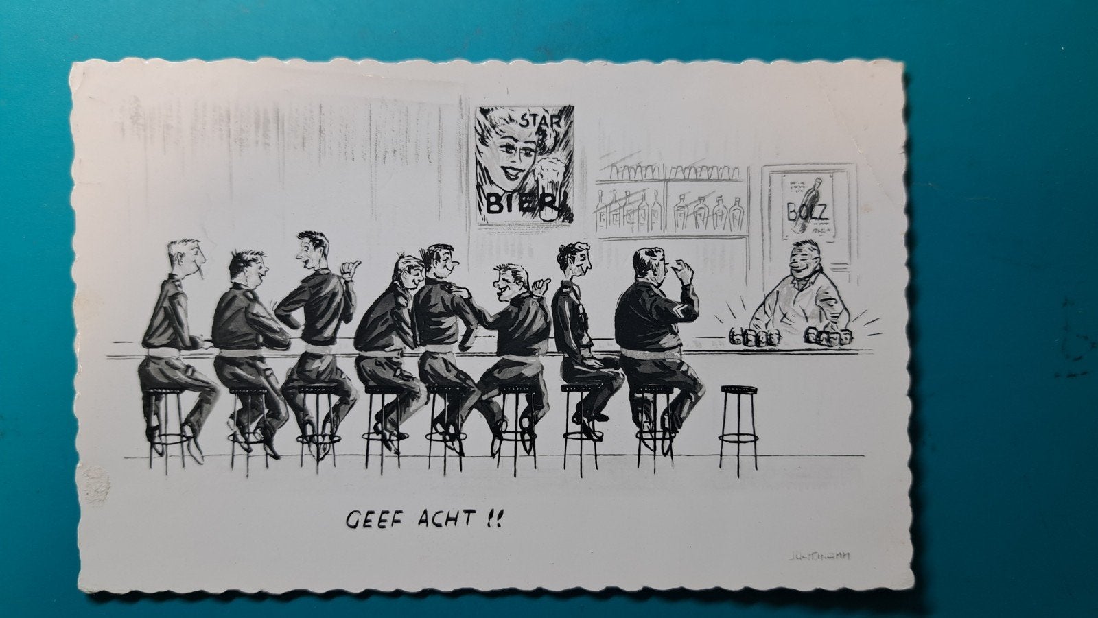 Geef Acht. humor militair soldaten, Ophalen of Verzenden, 1940 tot 1960, Gelopen, Overige thema's