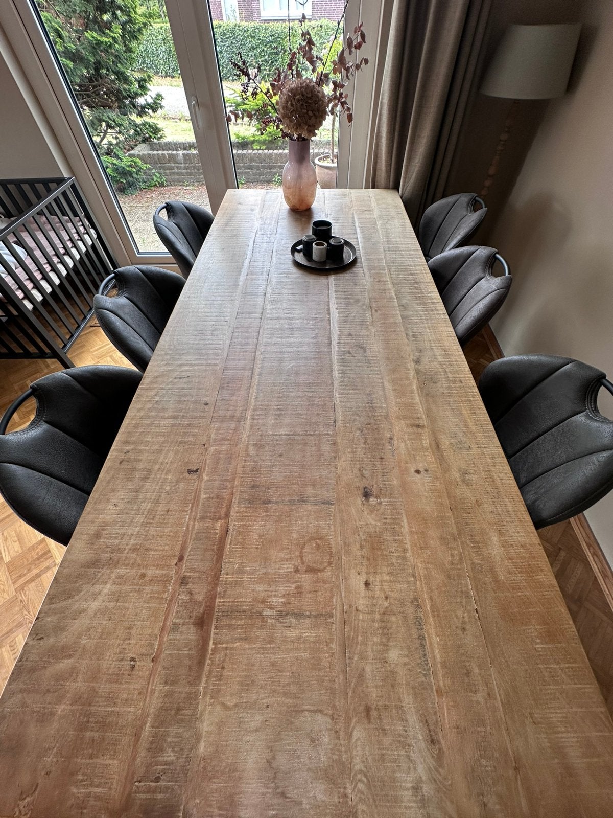 Mangohout Eettafel 240x100x77, Huis en Inrichting, Tafels | Eettafels, Ophalen, 100 tot 150 cm, Rond, 200 cm of meer