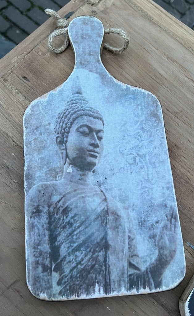 Decoratie tapas plank met print opdruk hout uit bali 27 cm, Meerkleurig, Nieuw, Ophalen of Verzenden, Schipluidenlaan 20 5035KJ Tilburg