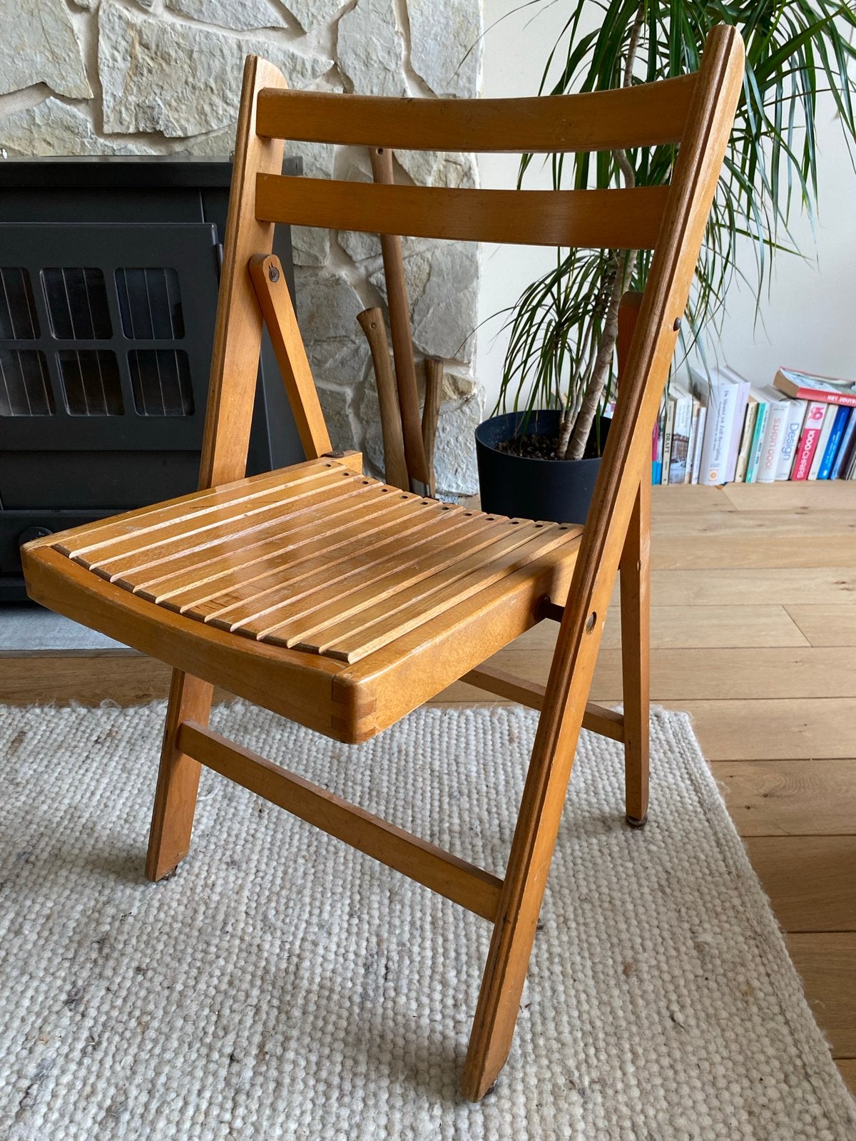 Vintage houten klapstoel - Praktisch en stijlvol, Ophalen of Verzenden