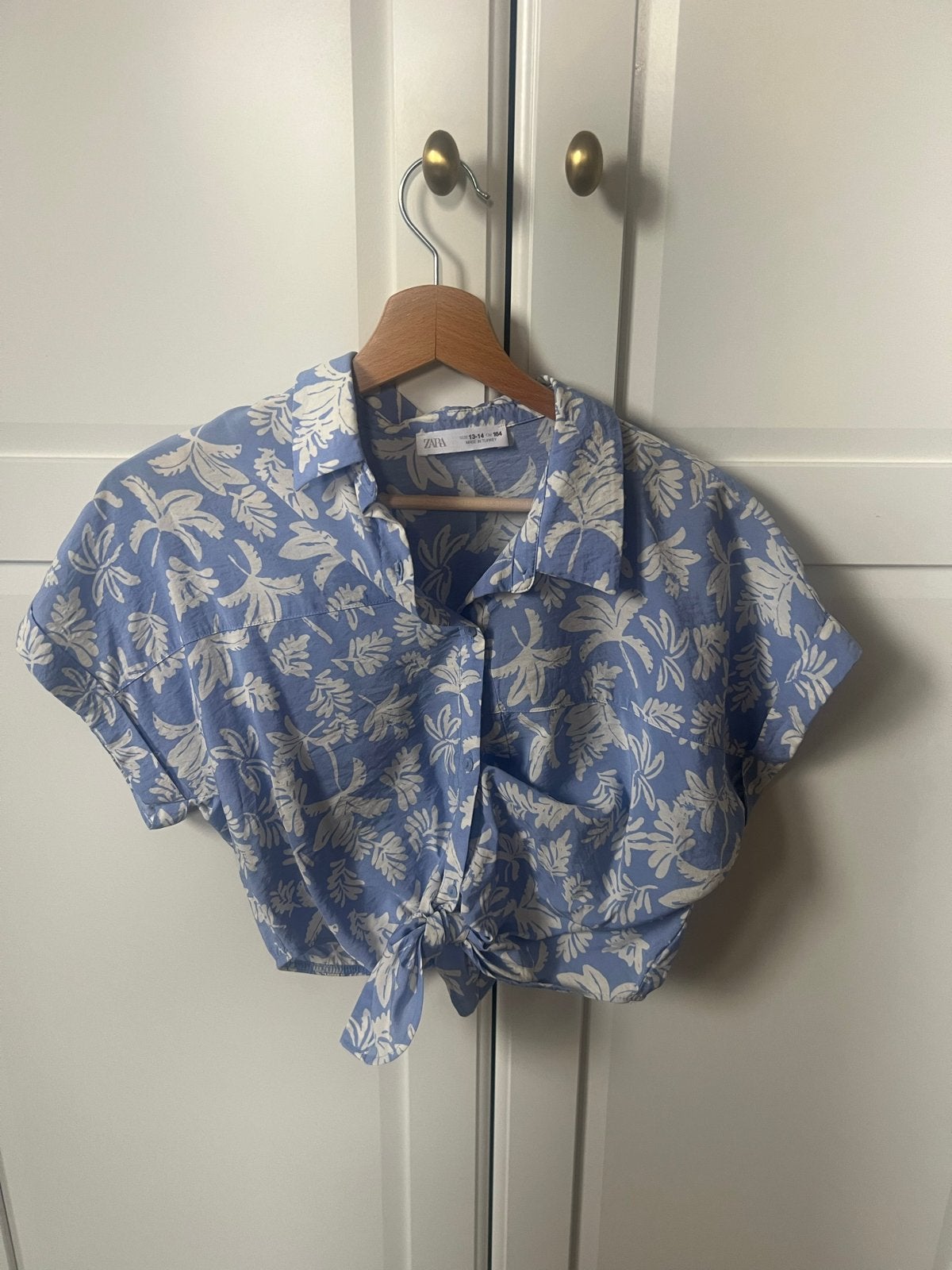 Zara Crop Top met Tropische Print - Maat 13-14 jaar, Ophalen of Verzenden, Zo goed als nieuw, Meisje, Overhemd of Blouse