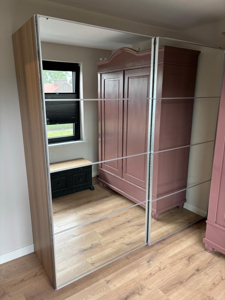 IKEA AULI schuifdeuren spiegel 200x201 cm, Ophalen, 200 cm of meer, 150 tot 200 cm, 50 tot 75 cm