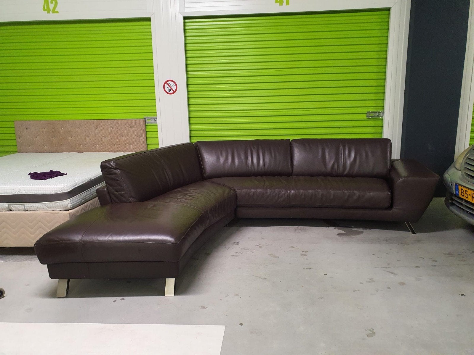 Leren hoekbank van Natuzzi, bruin, Huis en Inrichting, 250 tot 300 cm, Gebruikt, Hoekbank, Leer
