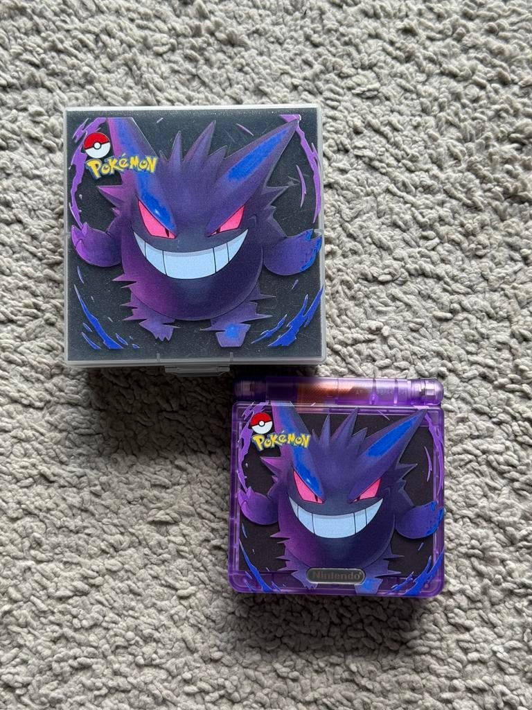 Game Boy Advance SP Gengar IPS V5 Mod Nieuw, Spelcomputers en Games, Spelcomputers | Nintendo Game Boy, Zo goed als nieuw, Game Boy Advance SP