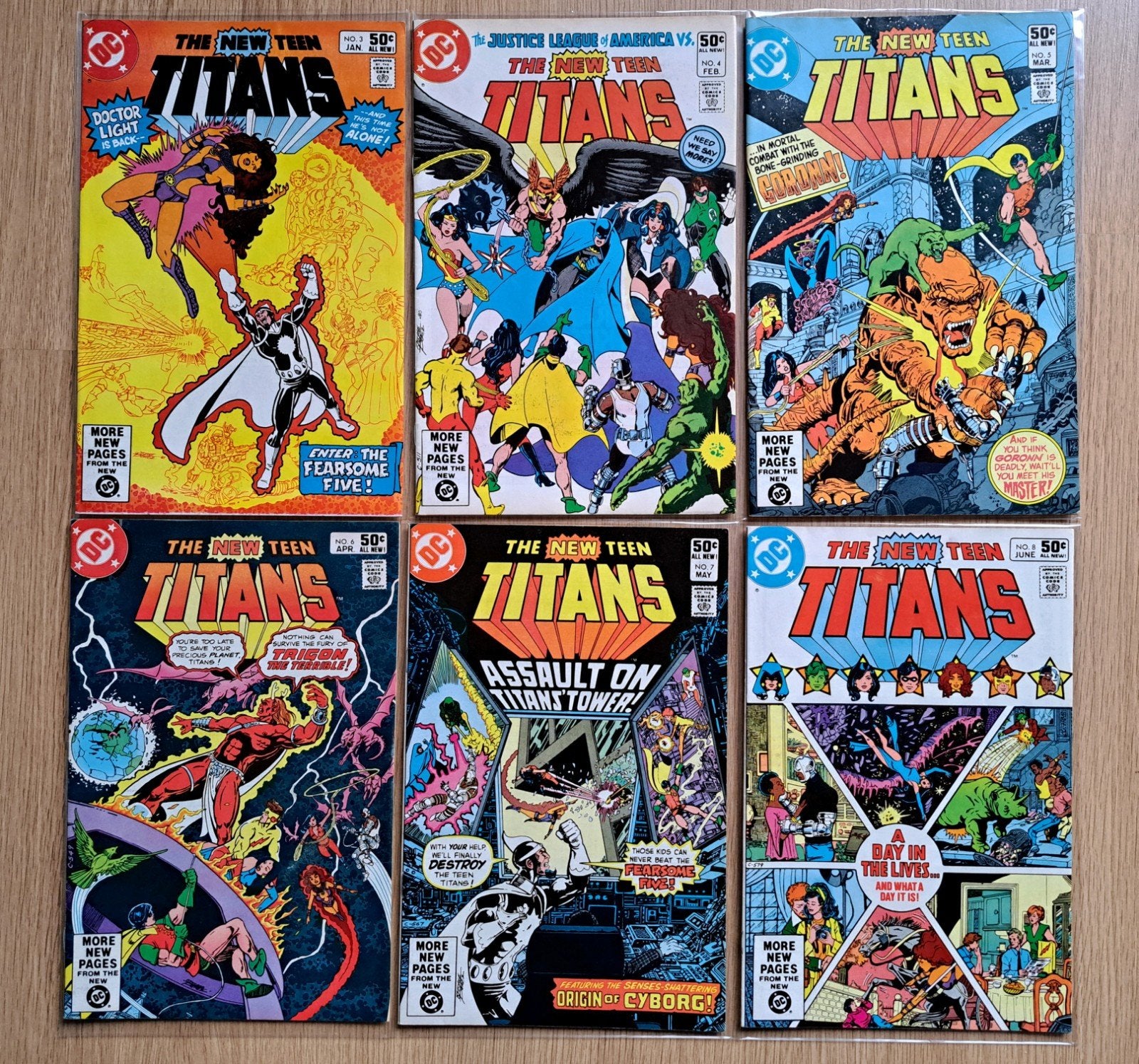 The New Teen Titans nr 3 t/m 8, DC comics jaren 80, Boeken, Gelezen, Amerika, George Perez, Ophalen of Verzenden