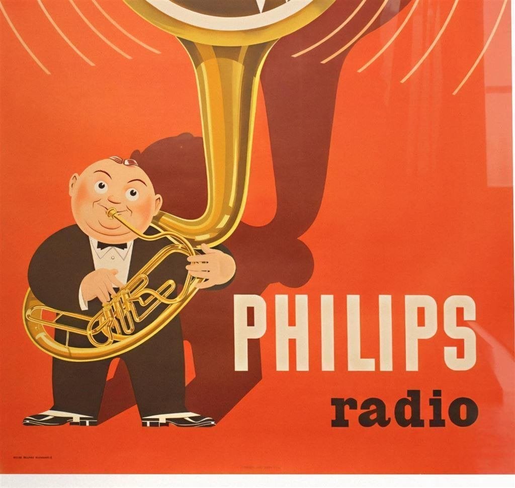 [Poster in Frame] Retro PHILIPS Radio Reclame affiche, Verzamelen, Verzenden, Nieuw, Reclamebord