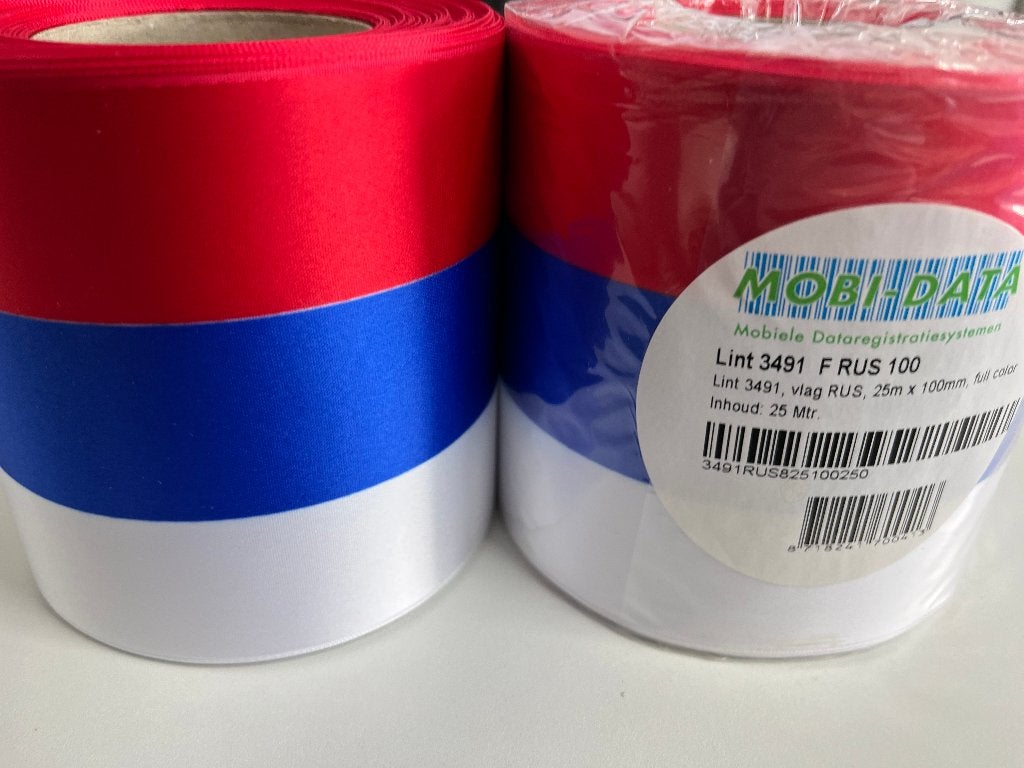 Rouwlint / Lint Rood-Blauw-Wit 100 MM (Rusland), Mobidata (PIY), Overige thema's, Overige typen, Nieuw