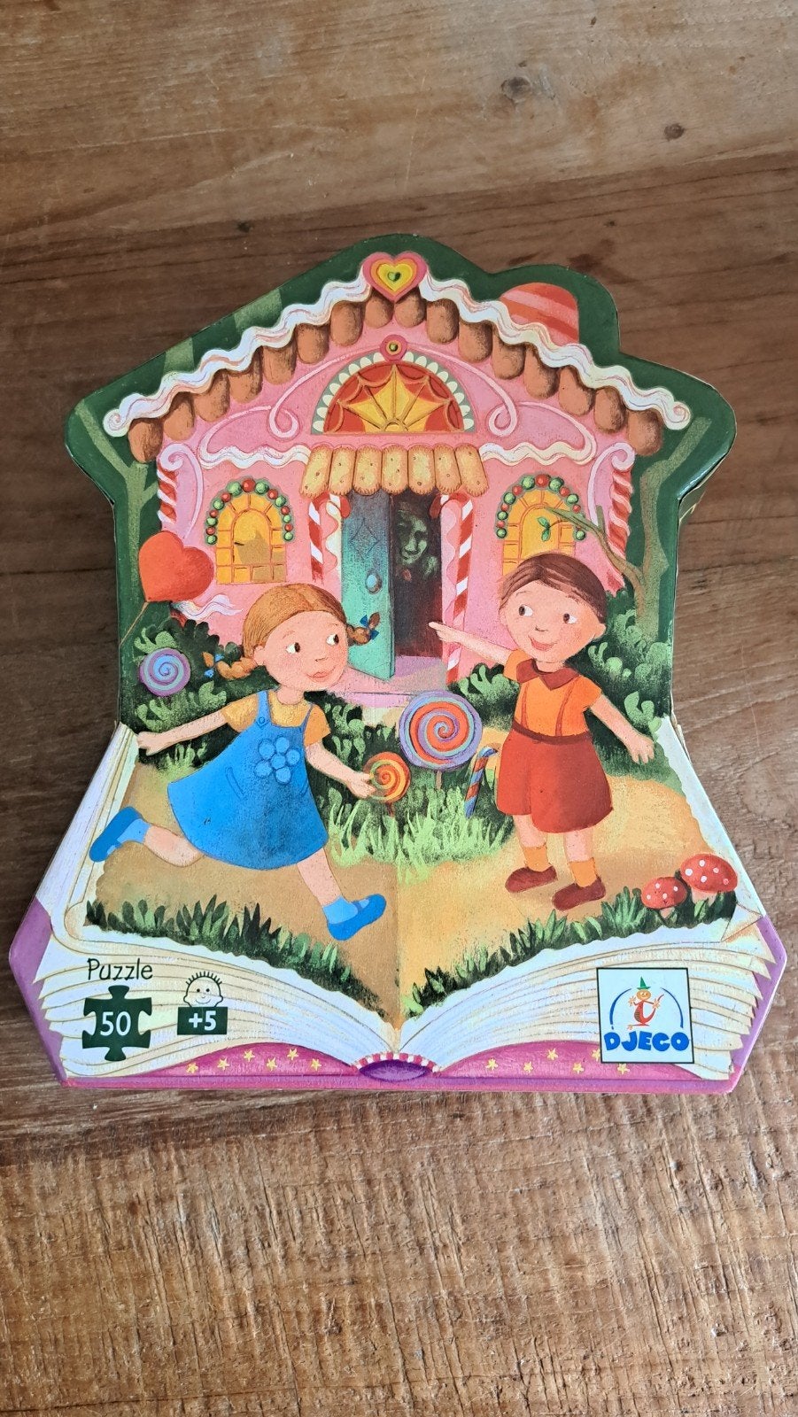 Djeco Hans en Grietje puzzel 50+5 stukjes, Ophalen, Meer dan 50 stukjes, Gebruikt, 4 tot 6 jaar