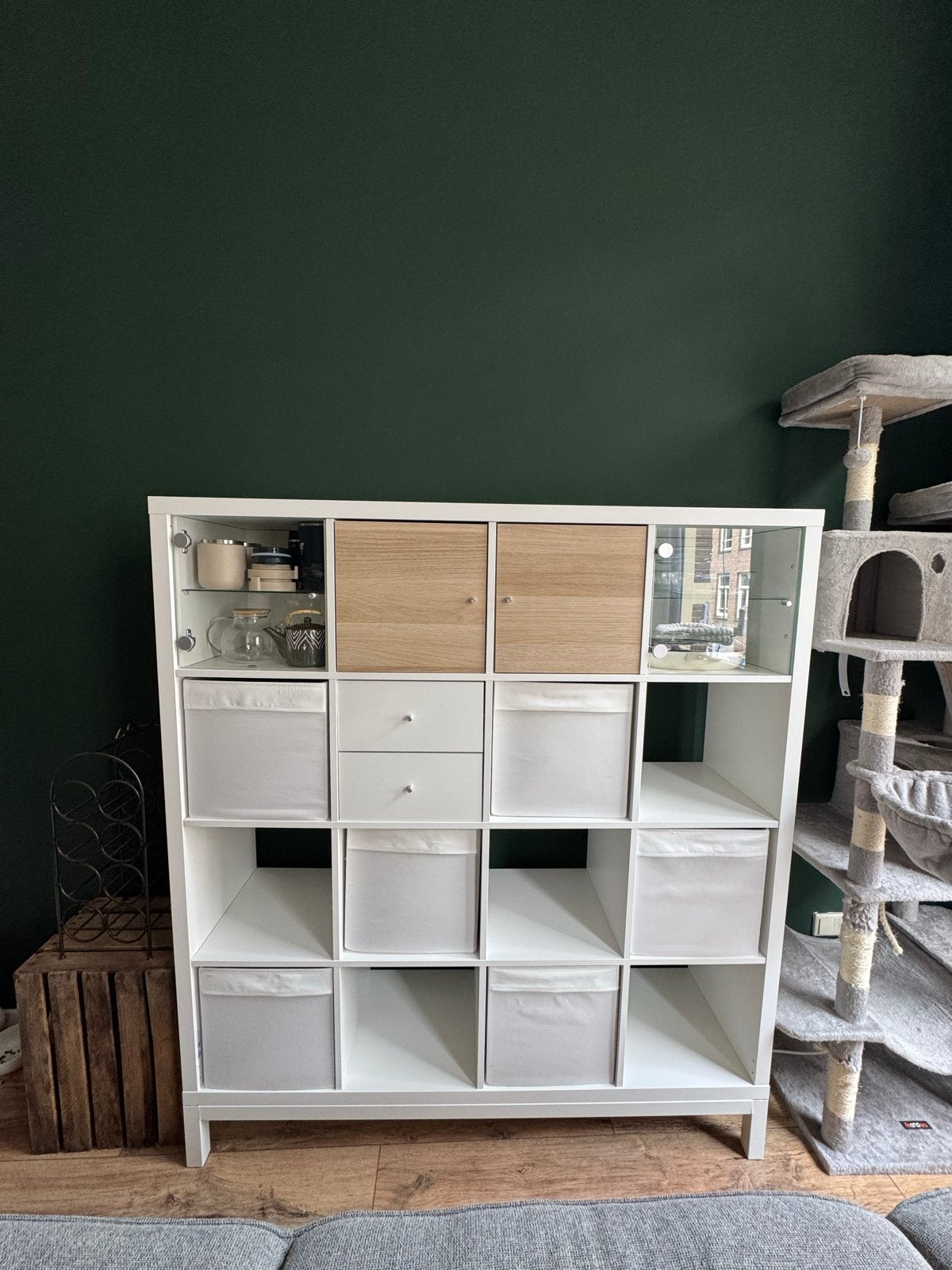 IKEA KALLAX Kast met 16 vakken, Ophalen, Gebruikt, 100 tot 150 cm, Met lade(s)